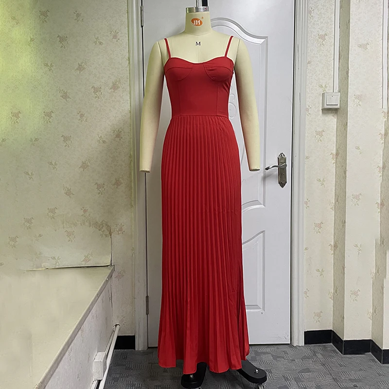 Wefads New Summer Bandage Dress Women's Sexy Pleated Strap Club Celebrity Evening Party Long Dresses