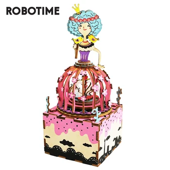 

Robotime DIY Rotatable Music Box 3D Wooden Puzzle Assembly Model Building Kits Musical Toys for Children Birthday Gift AM405