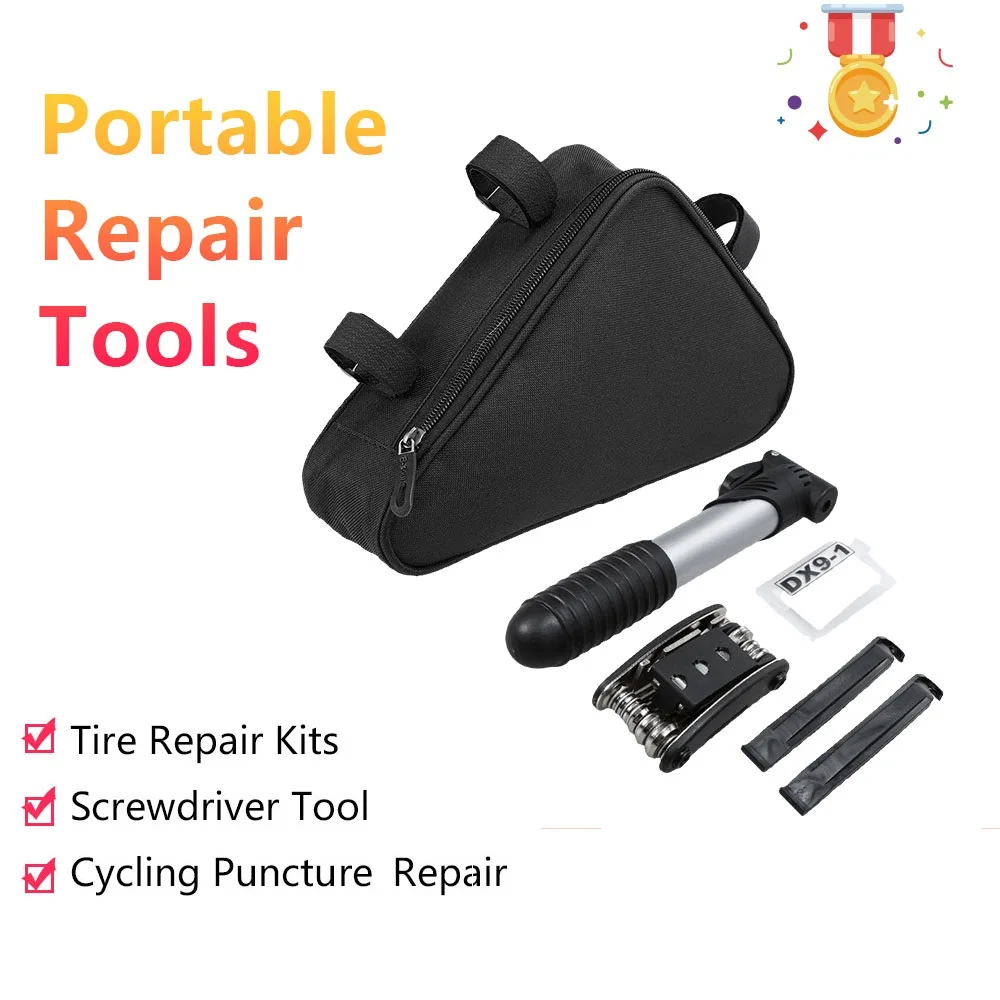

Portable Bicycle Repair Tools Pump 16-in-1 Multi Tool Screwdriver Tool Tire Repair Kits Cycling Puncture Repair Bike Bag