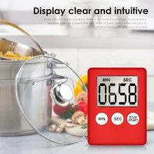 1pc 7 cores super fino lcd tela digital cozinha temporizador quadrado cozinhar contagem regressiva alarme ímã relógio de cozinha temporizadores