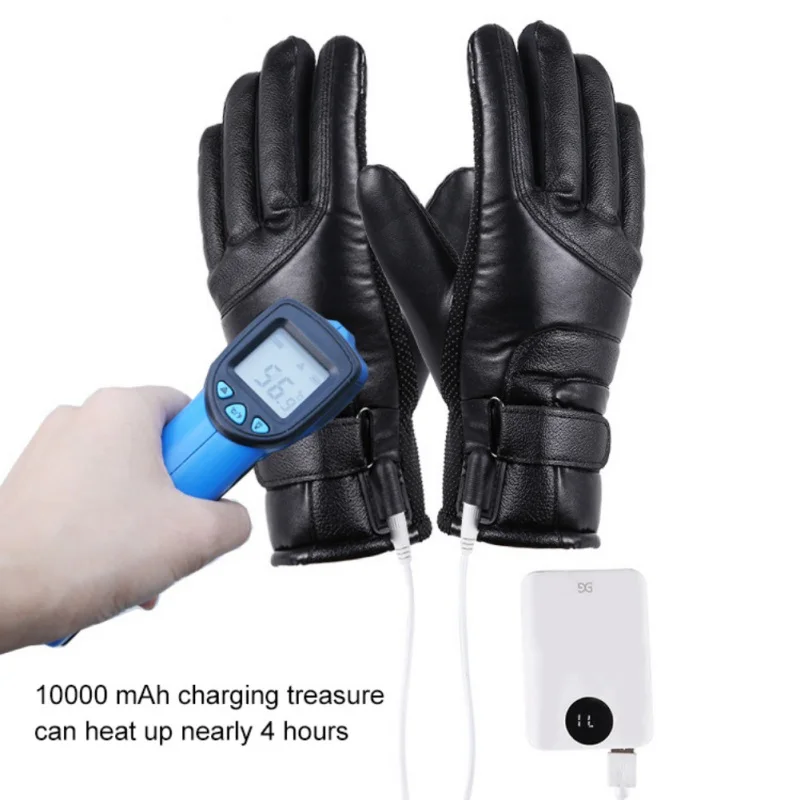 Перчатки с электрическим подогревом, с сенсорным экраном, с usb-разъемом, для пальцев, ветрозащитные, унисекс, зимние, теплые, тепловые перчатки для улицы
