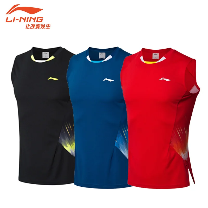 Li-Ning мужской костюм для соревнований по бадминтону национальная команда спонсор комфортная подкладка дышащие футболки без рукавов AVSN291 COND18