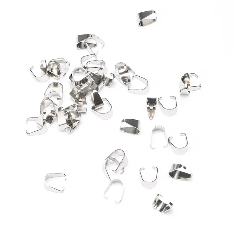 

50pcs/lot Size 4*9mm Stainless Steel Bail Bracelet Clasps Connectors Fit DIY Pendant Necklace Clasps Jewelry Making Findngs