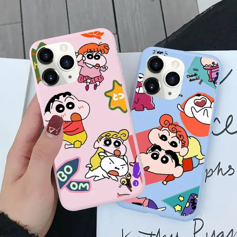 Anime Cartoon shin-chan Phone Case Candy Color for iPhone 11 12 pro XS MAX 8 7 6 6S Plus X 5S SE 2020 XR | Мобильные телефоны и