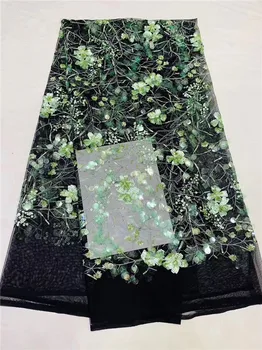 

Wonderful French tulle mesh cloth French net fabric with big sequins for dress PAN92(5yards/lot)