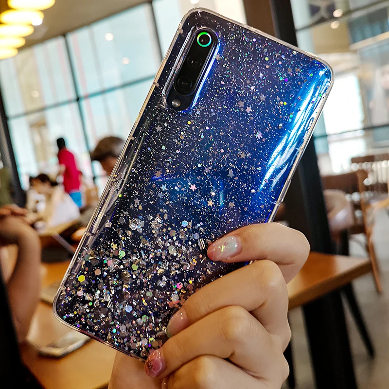 Блестящий Мягкий силиконовый чехол из ТПУ с золотой фольгой для Xiaomi Mi 8 SE Lite 9 9T 6X A2