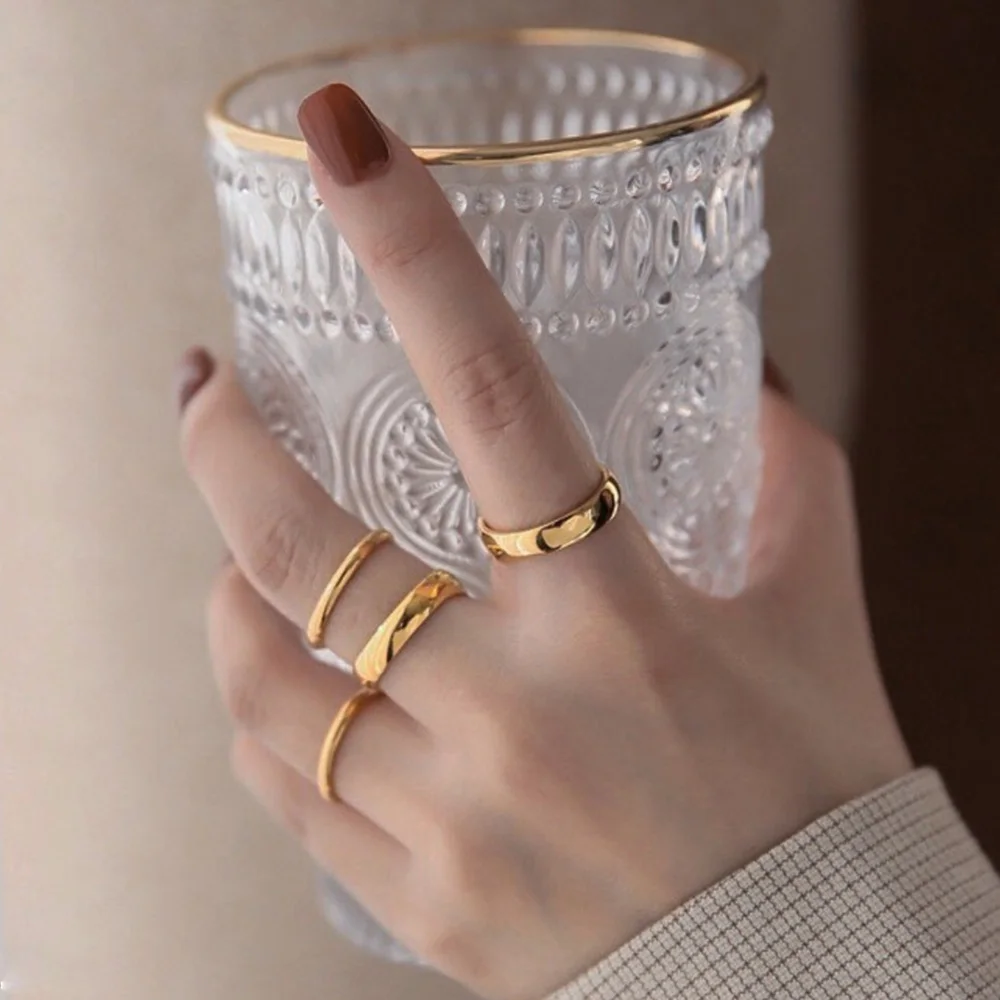Trend 2021 Tarnish Free 9 Sizes Polished Plated 18K Gold Rings for Women Silver Unusual Men's Ring Stainless Steel Jewelry | Украшения