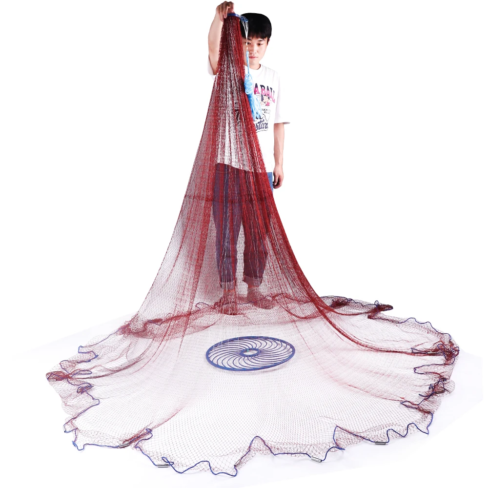 Skup Lawaia sieci rybackie ręcznie rzut odlewania sieci z latający dysk średnicy 240 300 360 420 480 540 600 660 720CM ma obciążniki