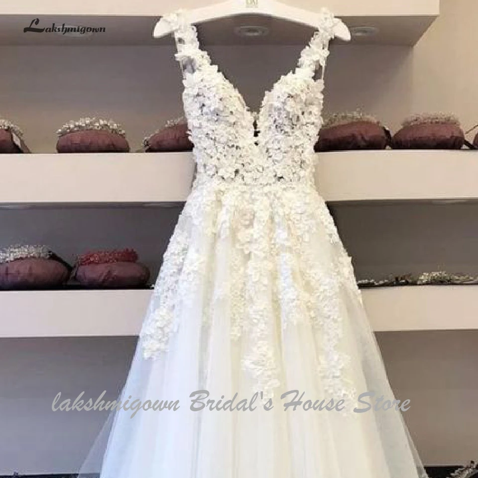 Lakshmigown Vintage Lace Boho Wedding Dress 2024 Vestidos de Boda Deep V Neck Sexy Bridal Dresses Sleeveless Customized 2