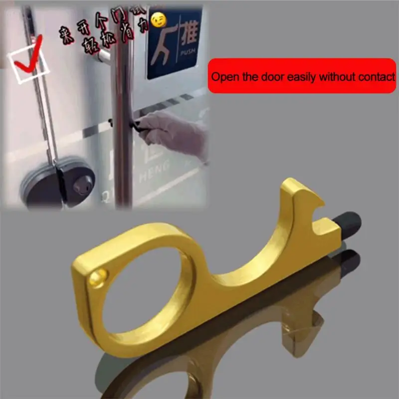 Hygiene Hand Antimicrobial Brass Door Opener Handle Key Metal Hook