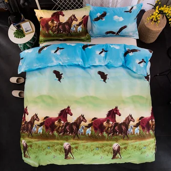 

2018 new hot 3d animal bedding set queen twin size 3pcs horse Eagle duvet cover sets pillow cases boys bedclothes Quilt cover