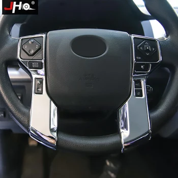 

JHO ABS Chrome Steering Wheel Overlay Cover Trim For Toyota Tundra 2014 -2020 2019 2015 2016 2017 2018 Car Accessories