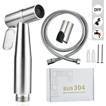 

Handheld Toilet bidet sprayer set Kit Stainless Steel Hand Bidet faucet for Bathroom hand sprayer shower head self cleaning