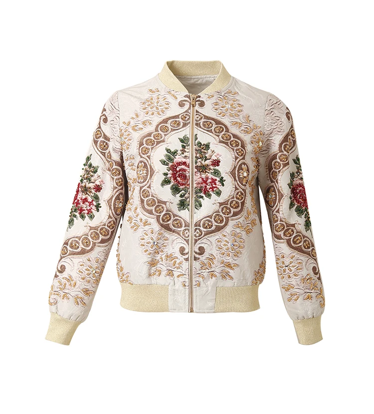 VERDEJULIAY Runway Coat Autumn Winter Women Fashion Warm New High Quality Women Long Sleeve Flowers Printed Short Jacket