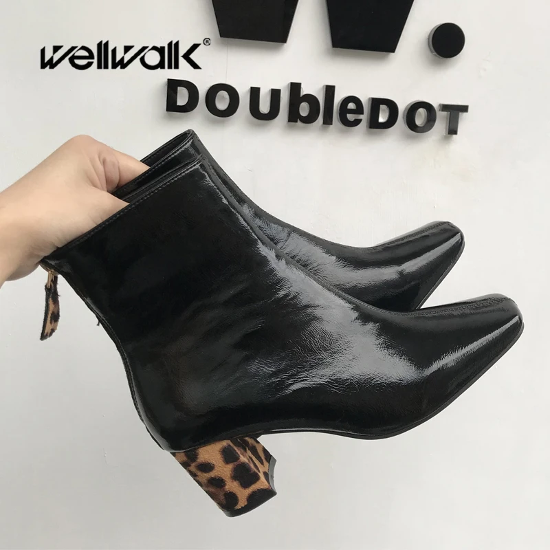 Wellwalk/Элегантные женские ботильоны с леопардовым принтом Модные ботинки Женская