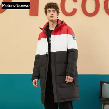 

Metersbonwe New Down Winter Jackets Long Thick Winter Down Coat Men Panelled Colour Fashion Overcoat Outerwear Warm 229407