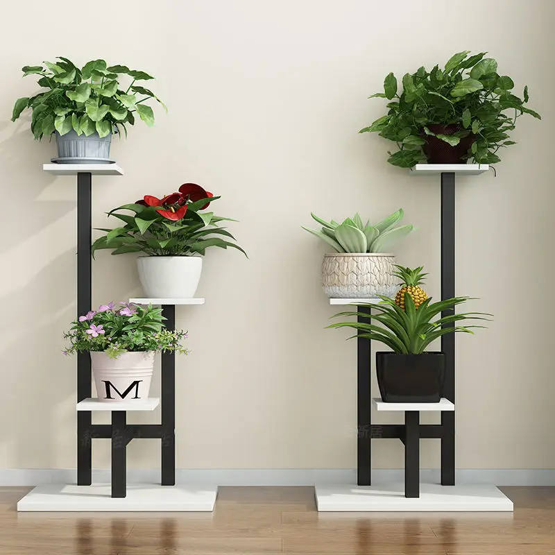 Display Iron Flower Stand Multiple Flower Pot Holder Shelf T-shape Plant Stand Rack Storage Holder Shelf Home Balcony Garden