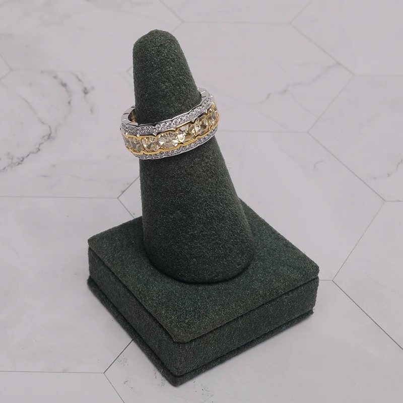 Модное 925 Серебряное кольцо с геометрическим дизайном желтого цвета