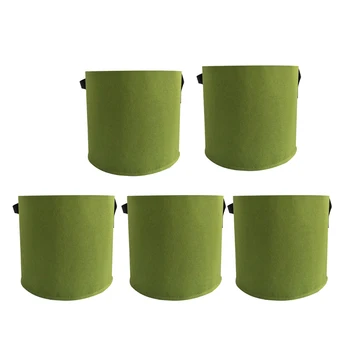 

5 Pack Felt Plant Growing Bag for Vegetables Tree Planting Bag Durable Green Nursery Seedling Bag Nutrition Grow Flower Pot