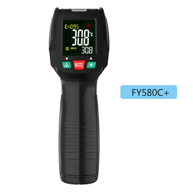 LCD IR Laser Infrared Digital Temperature Gun Non Contact Handheld Infrared Thermometer 50-580℃ Alarm Portable Pyrometer - Цвет: FY580C plus