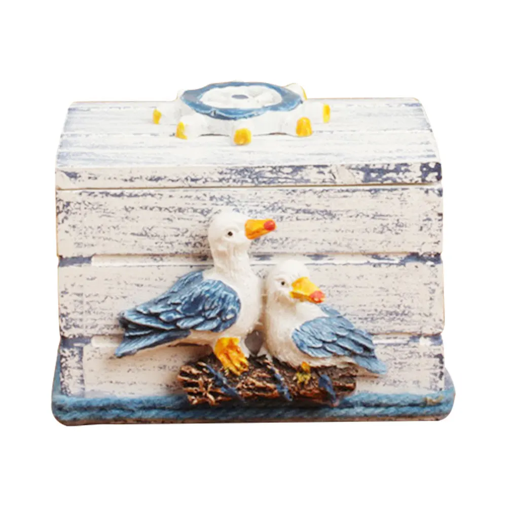 Jewelry Storage Box Mini Home Colorful Jewellery Storage Case Sailboat Pattern Wood Craft - Цвет: Красный