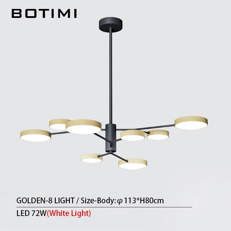 8 Light-Gold BOTIMI современная люстра в форме дерева, 220 В, для фойе, черная лампа для столовой, металлические люстры для спальни, креативный дизайн, Подвесная лампа - Цвет абажура: 8 Light-Gold