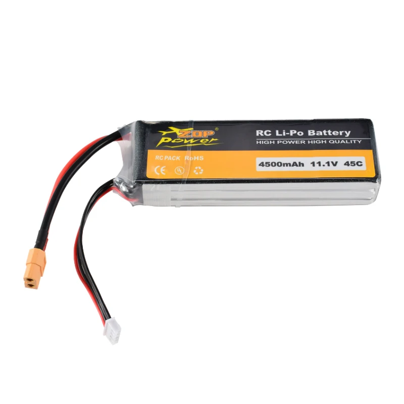 ZOP Power 11 1 В 45C 4500 мАч 3S Lipo батарея XT60 вилка перезаряжаемая для RC гоночного дрона