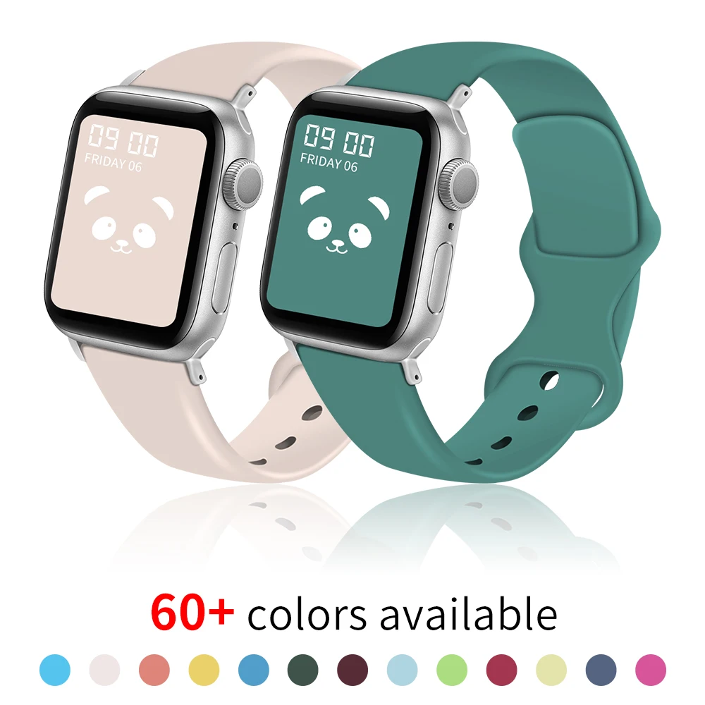 

Silicone Strap For Apple Watch Band 44mm 40mm Sport wristband bracelet Belt Correa iwatch for apple watch series 45 6 se 42 38mm