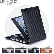 

Rfid Protection Men's Slim Wallets Genuine Leather Short Purse 2022 New Carbon Fiber Pattern ID Driver's License Holder Billfold