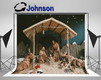 

Discount Nativity Scene Jesus Birth Christmas Religious Barn photography backgrounds Computer print party backdrop