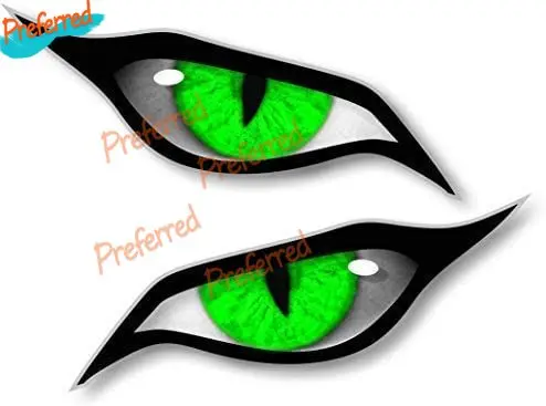 

Sticker Licker Pair of Evil Eyes with Green Iris, Vinyl Sticker for Drone, Motorcycle, Helmet, Car, 70 X 30 Mm Each Die-Cut