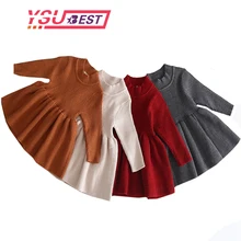 Осенние платья для маленьких девочек и зимнее вязаное платье для девочек, теплое платье для младенцев, вязаный свитер, Детские платья для девочек