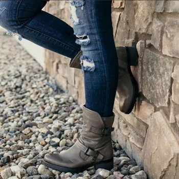 

Leather Buckle Boots Nice Women Boots Fashion Casual Ladies Shoes Boots Suede High Heeled Snow Shoes For Femme Ladies Shoes