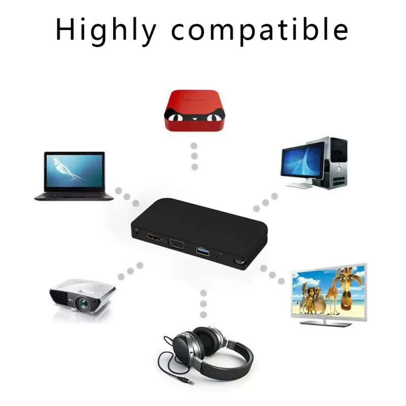 Адаптер USB 3 0 6 в 1 Thunderbolt Type C 4K HDMI 1080P VGA|Адаптеры Type-C| |