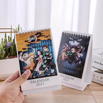 

Creative 2020 Star Characters Anime Desk Calendar DIY Mini Kimetsu no Yaiba Demon Slayer Spiral Bound Table Calendars 2020-2021