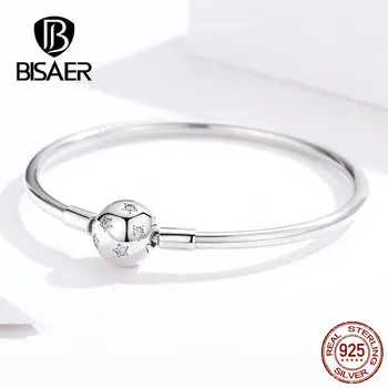 

BISAER Genuine 925 Sterling Silver Snake Chain Starry Charms Bracelet Star Dream For Women Fashion DIY Jewelry Making GXB144
