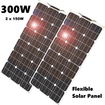 

Newly High Efficiency 300W 150W Solar Panel Flexible Solar Panel Controller for RV/Boat/Car/Home 5V/12V/24V Battery Charger