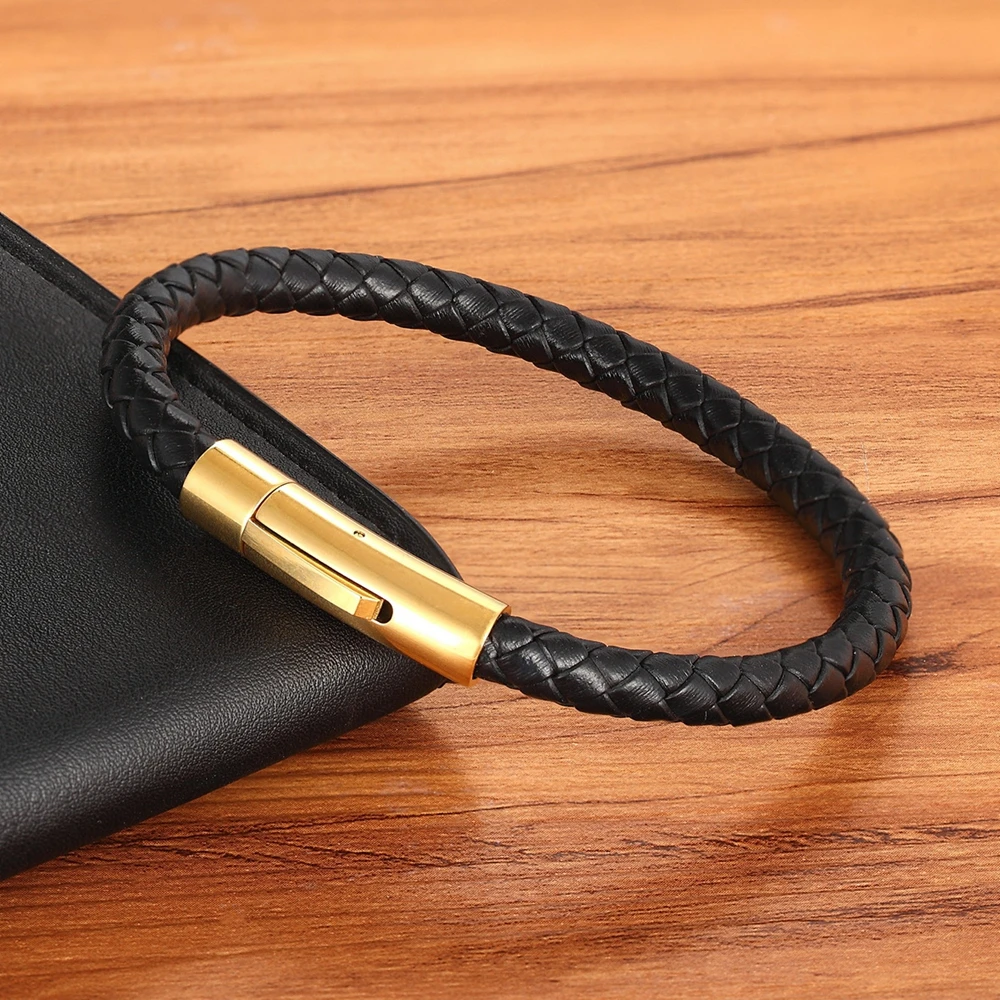 TYO New Top Stainless Steel Braided Bracelets For Women Men Genuine Leather Bracelets & Bangles Special Birthday Party Jewelry