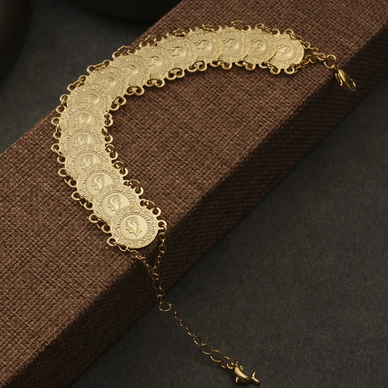 Fashion Middle Eastern Arab Muslim Money Coin Bracelet Women Gold Jewelry Accessories Gift Turkey Bride | Украшения и аксессуары