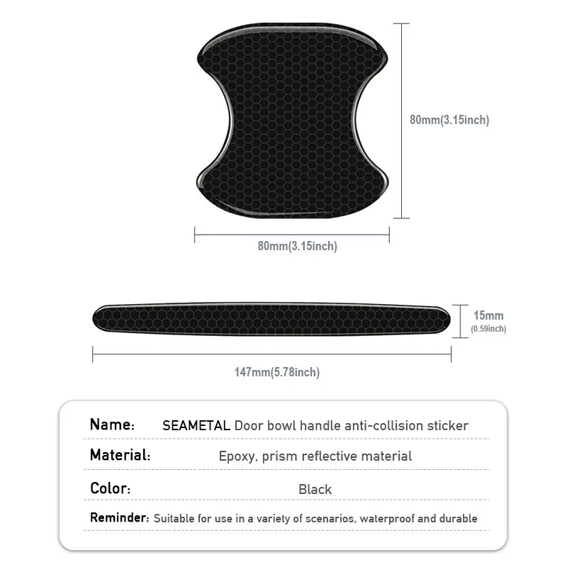 BLALION Car Door Handle Bowl Scratch Protective Stickers Carbon Fiber Protector Cover Car Handle Anti-collision Protection Strip