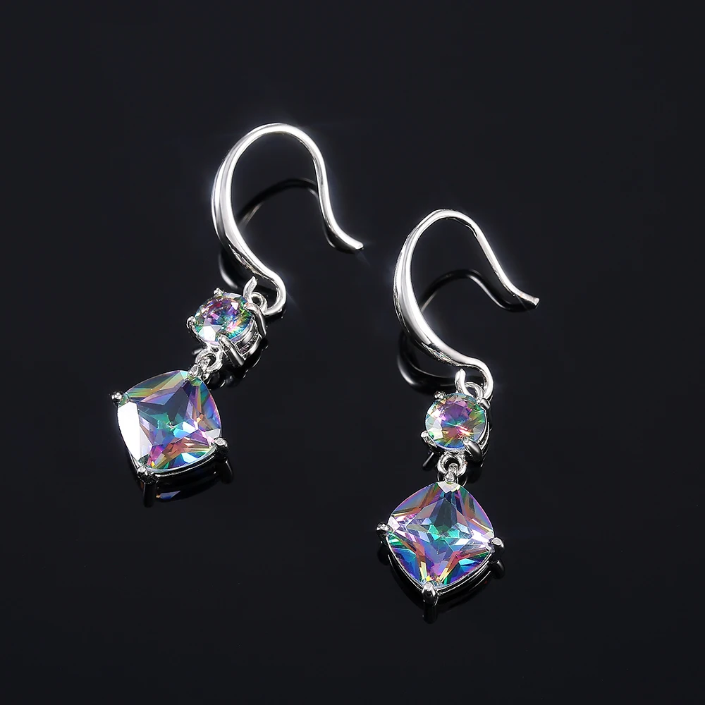 Huitan Multicolor Cubic Zirconia Women Drop Earrings Graceful Accessories for Evening Party Female Christmas Gift Luxury Jewelry