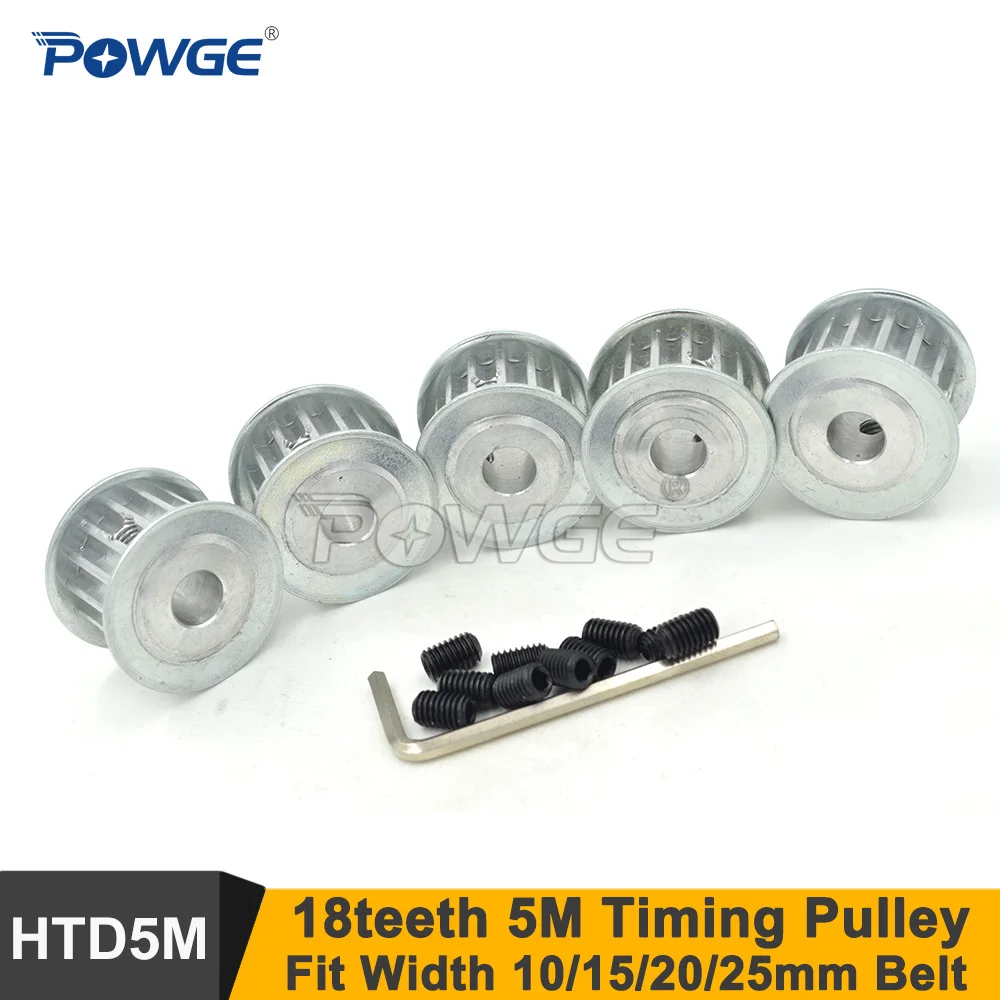 10pcs HTD5M 20T Aluminum Timing Pulley 5-20mm Bore 11/16/21mm width Belt Motor