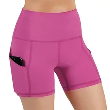 Женские мягкие эластичные спортивные одноцветные быстросохнущие впитывающие пот летние колготки с высокой талией и Карманом Шорты Для Йоги облегающие