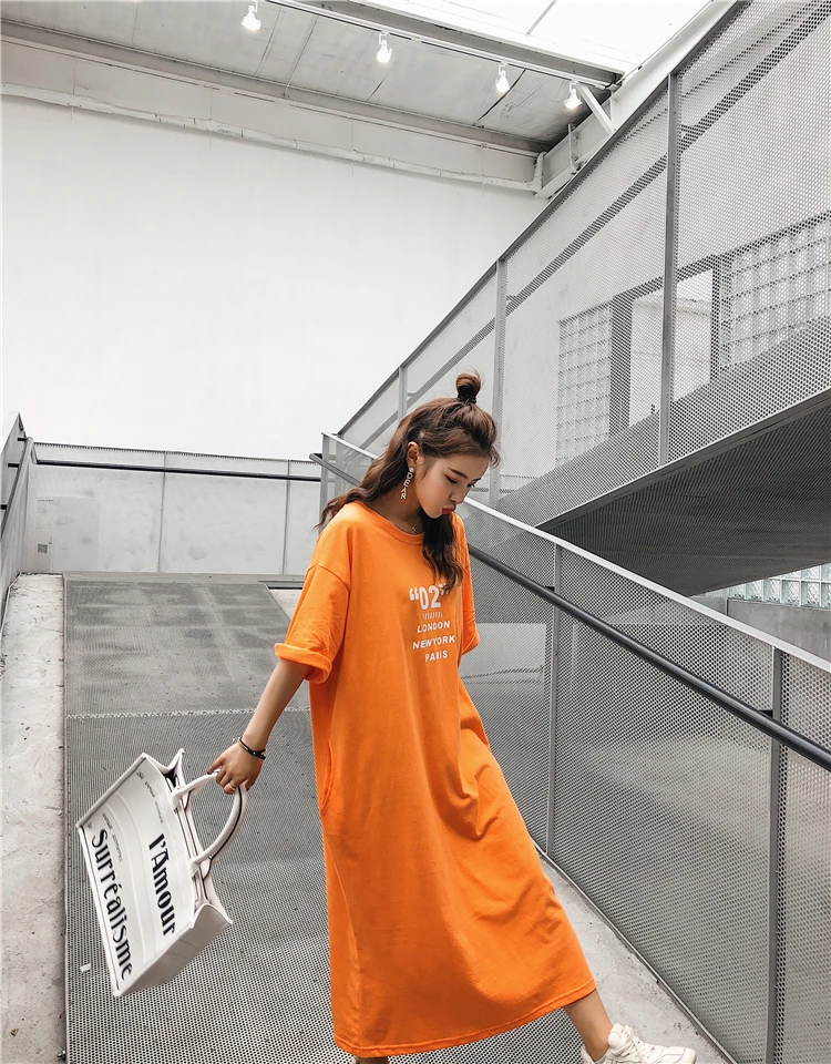 2020 new fashion graphic Print long shirts dress  Womens Short-Sleeve streetwear Fall cotton Dress jurk dames