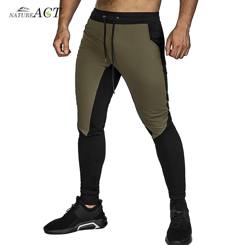 New Men's Casual Patchwork Drawstring Elastic Waist Running Jogger Outdoor Sports Fitness Gym Sweatpants Long Trousers