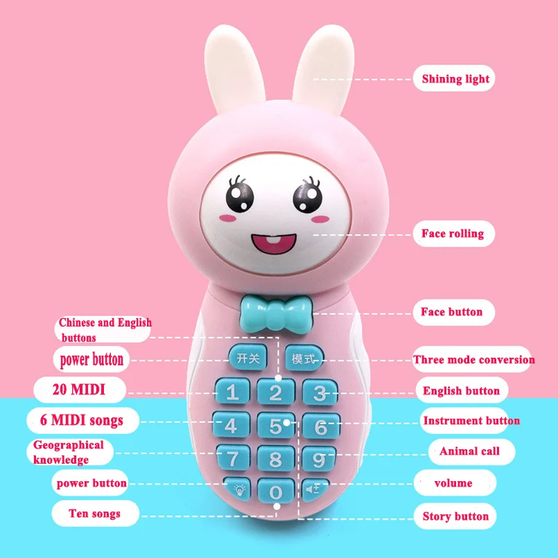 Baby Rattles Toys rabbit Newborn Hand Bells Teether Baby Toys 0 12 Months Muscial Change face 3