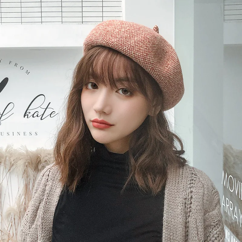 

Korean-style Wool Clip Flower Beret Women's Autumn And Winter Days Painter Cap Pumpkin Mushroom Cap Warm Women's Beret