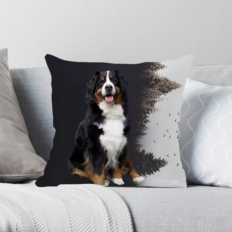 Personalized Dog Throw Pillow Cover - Great Dane Design, Linen Fabric, 16x16 Inch, Custom Name Option