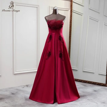 

Luxury satin Evening dress long strapless evening gown beautiful floor-length robe de soiree prom dresses party formal dress