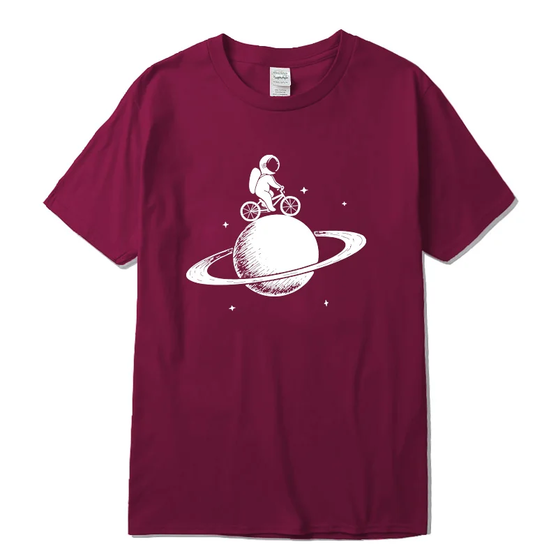 FIFY STORE T-shirt col rond 100% coton. Astronaute à Vélo  